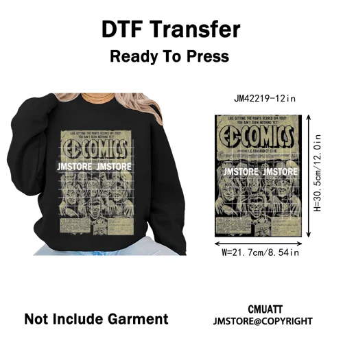 Cool Halftone Horror Killer Characters Scary Halloween Vibes Iron on DTF Washable Transfers Stickers Ready to Press for Clothes