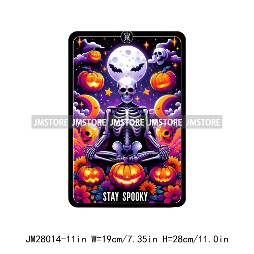 Custom Spooky Season Ghost Cycopath Skull Halloween Tarot Card DTF Iron On Heat Press Transfer Stickers Printing For Hoodies