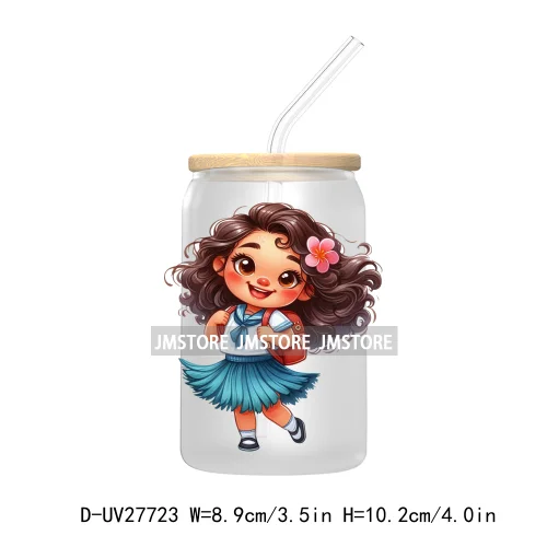 Cartoon Princess Back To School UV DTF Transfer Stickers Decals For Libbey Cold Cups Mugs Tumbler First Day Of School Students