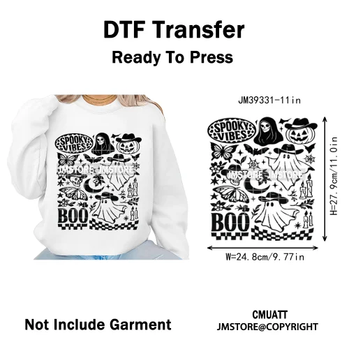 Witchy Goose Howday Pumpkin Boo Ghost Spooky Season Coquette Halloween Iron on DTF Transfers Stickers Ready to Press for Clothes