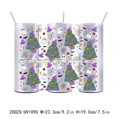Seamless Christmas Santa Stocking UV DTF Tumbler Wraps Durable Ready To Apply Transfer Sticker For 20OZ Straight Skinny Tumblers