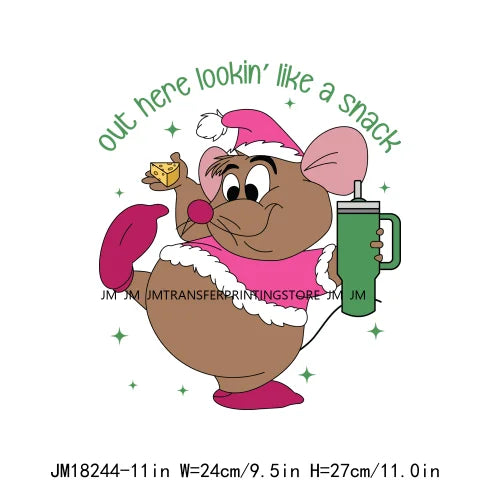 Funny Mouse Princess Christmas Designs Looking Like A Snack Gus Christmas Heat Transfer Stickers Ready To Press For Clothes Bags