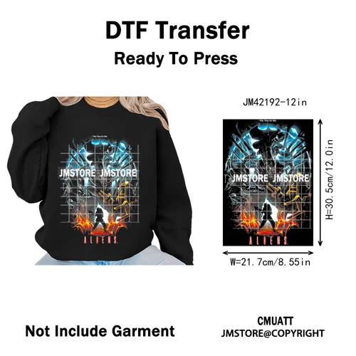 12in Retro Halftone Movie Halloween Spooky Popular Shows Iron on DTF Washable Transfers Stickers Ready to Press for Hoodies