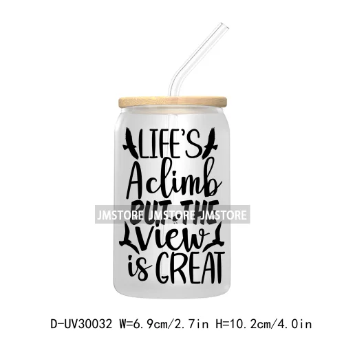 Mountain Hiking Quotes UV DTF Transfer Stickers Decals For Libbey Cold Cups Mugs Tumbler High Quality Labels Hunter Deer Fishing