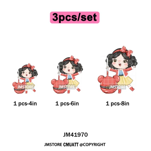 Cute Winter Christmas Girls Baby Mermaid Kids Cartoon Character Iron on DTF Washable Transfers Stickers Ready to Press for Texti