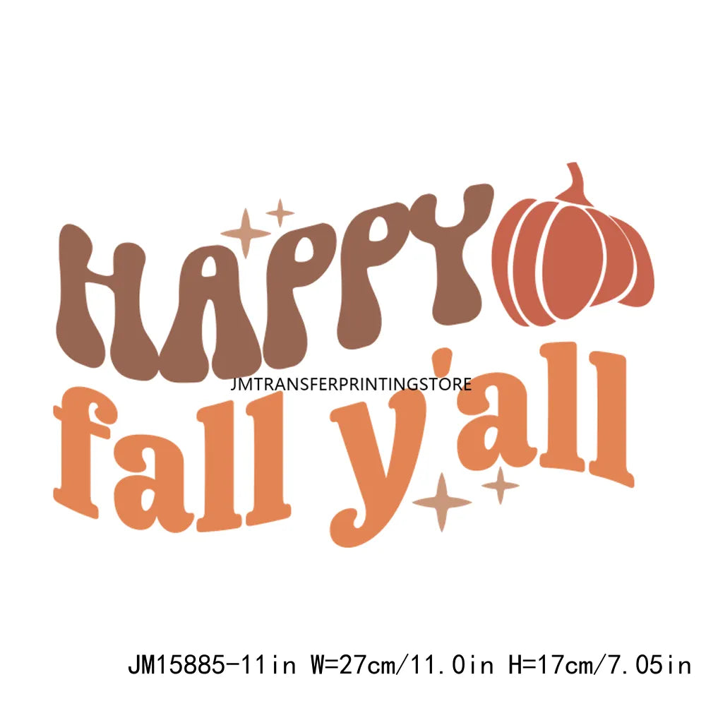 Hello Pumpkin Sweaters Bonfires DIY Logos Fall In The Air Autumn Vibes Iron On DTF Transfer Decals Ready To Press For T-Shirts