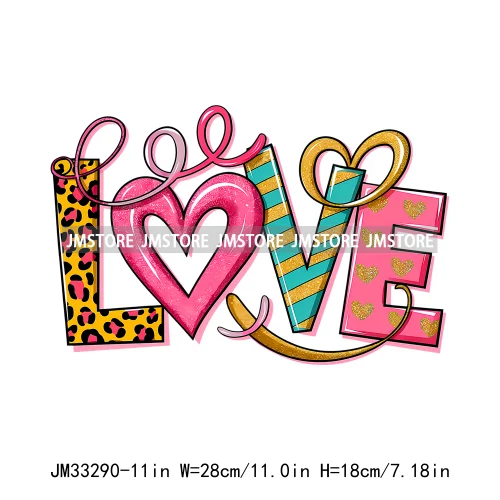 Colorful Love Heart Lips Coquette Happy Valentine's Day Iron On DTF Heat Press Transfers Stickers Ready To Press For Clothing