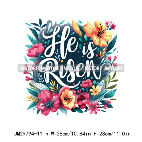 Floral Christian Jesus Praise God Religious Bible Verse Motivational Quotes Iron On DTF Heat Press Transfer Stickers For Clothes