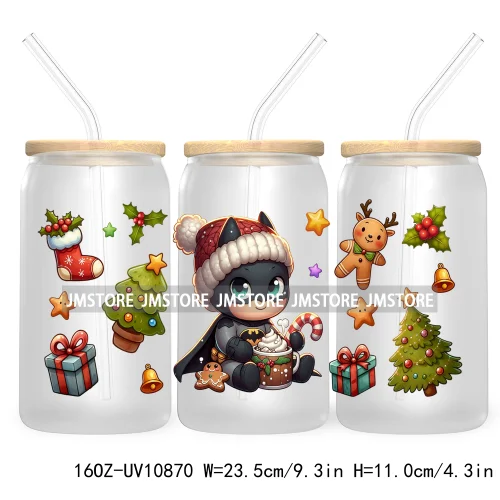 Cute Baby Horror Characters Christmas Season 16OZ UV DTF Cup Wrap Transfer Stickers Durable Waterproof Logo For Libbey Glass Can