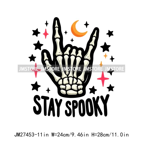 Colorful Coffee Spooky Babe Vibes Stay Spooky Season Ghost Skull Halloween DTF Decals Iron On Transfers Stickers For T-shirts