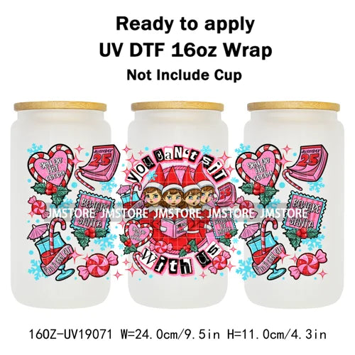 Christmas Couple Cartoon Princess UV DTF Cup Wrap Ready To Apply Transfer Sticker Custom 16OZ Tumbler Wraps For Libbey Glass Can