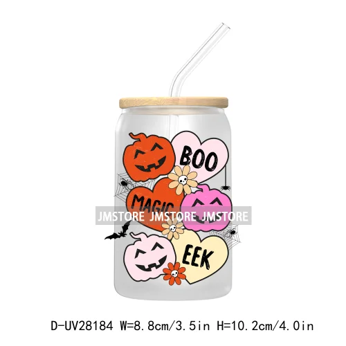 Spooky Ghost Boo Halloween Tis The Season UV DTF Transfer Stickers Decals For Libbey Cold Cup Mugs Tumbler Waterproof Book Ghoul