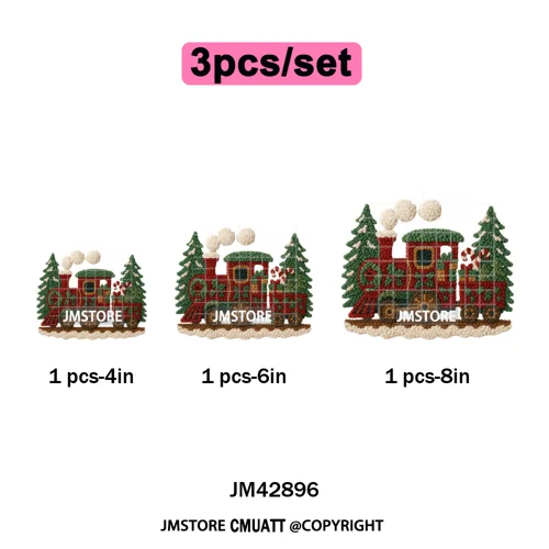 Preppy Faux Yarn Santa Tree Reindeer Cow Christmas Season Iron on DTF Washable Transfers Stickers Ready to Press for Clothing