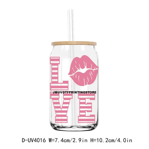 Love Is All You Need 16OZ UV DTF Cup Wrap Transfer Sticker Valentine's Day Custom Label DIY Waterproof Logo For Libbey Glass Can