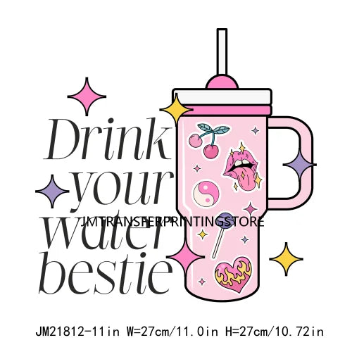 DIY Good Vibes Anxious But Cute Hot Girl Express Caffeine And Kindness Positive Quotes DTF Transfer Stickers For T-shirts Bags