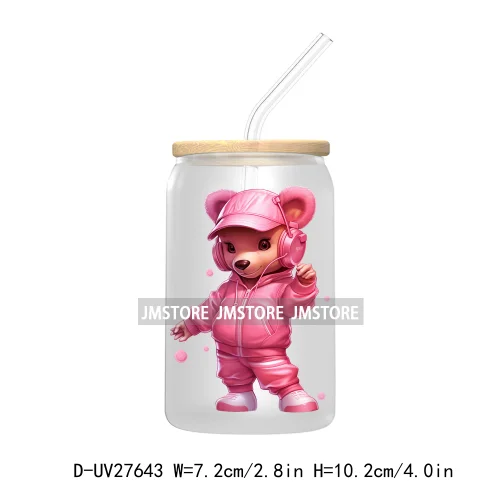 Hip Hop Urban Graffiti Teddy Bear UV DTF Transfer Stickers Decals For Libbey Cold Cups Mugs Tumbler Waterproof Trendy Bears Doll