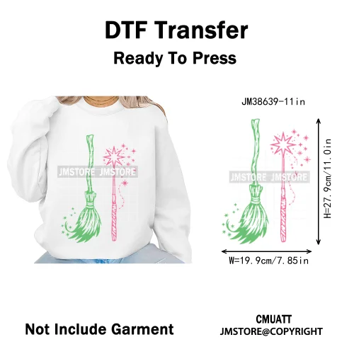 Witch Changed For Good Faux Glitter Pink and Green Movie Iron on DTF Washable Transfers Stickers Ready to Press for Clothes Bags