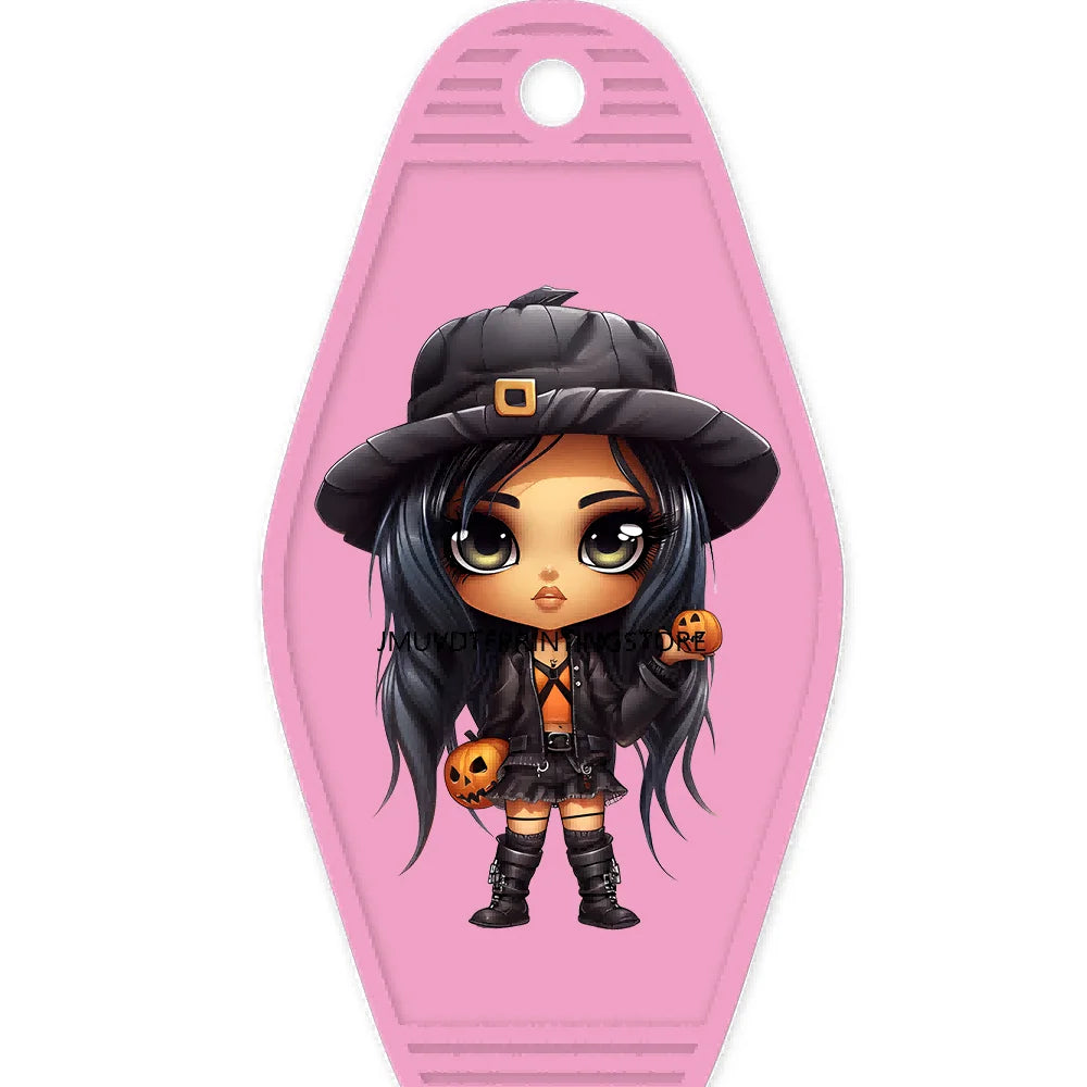 Halloween Pumpkin Cute Afro Girls High Quality WaterProof UV DTF Sticker For Motel Hotel Keychain Festival Gifts