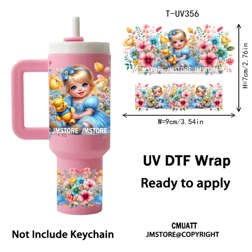 Baby Princess Butterfly Coquette Bow UV DTF Mini Tumbler Keychain Wraps Ready To Apply Transfer Stickers Prints Waterproof Decal