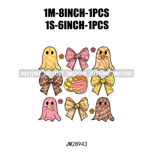 Funny Pan Tasmas Spooky Mexican Ghost Coquette Bow Halloween Concha Iron On DTF Heat Press Transfer Stickers Design For Clothes