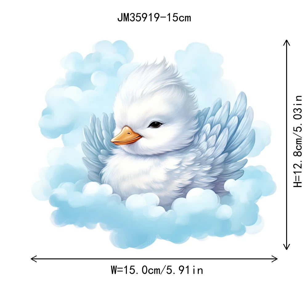 15cm 5.9in Kid Cloud Animal Tiger Lion Iron On Heat Transfer Sticker For Clothes DTF Print Vinyl Thermal Washable T-Shirt Decal