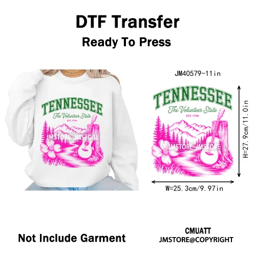 Funny US States Slogan Vacation Scenic Citycape Landmark Iron on DTF Washable Transfers Stickers Ready to Press for Textile Bags