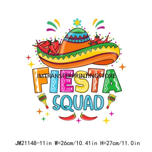 Cinco De Mayo Sugar Skull Let's Fiesta Designs Taco Tuesday Squad Mexican Party Tis The Season DTF Transfer Stickers For Clothes