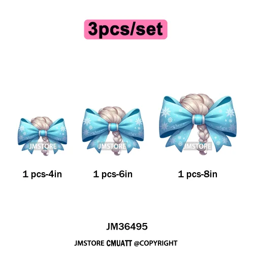 Colorful Princess Vibes Coquette Girly Kids Pastel Bows Printed Decals Iron on DTF Transfer Stickers Ready to Press for Clothes