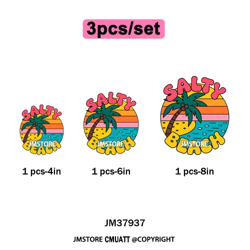 Funny Summer Quotes Sunset Palm Trees Beach Vacation Vibes Washable Iron on DTF Transfer Sticker Ready to Press for Textile Bags