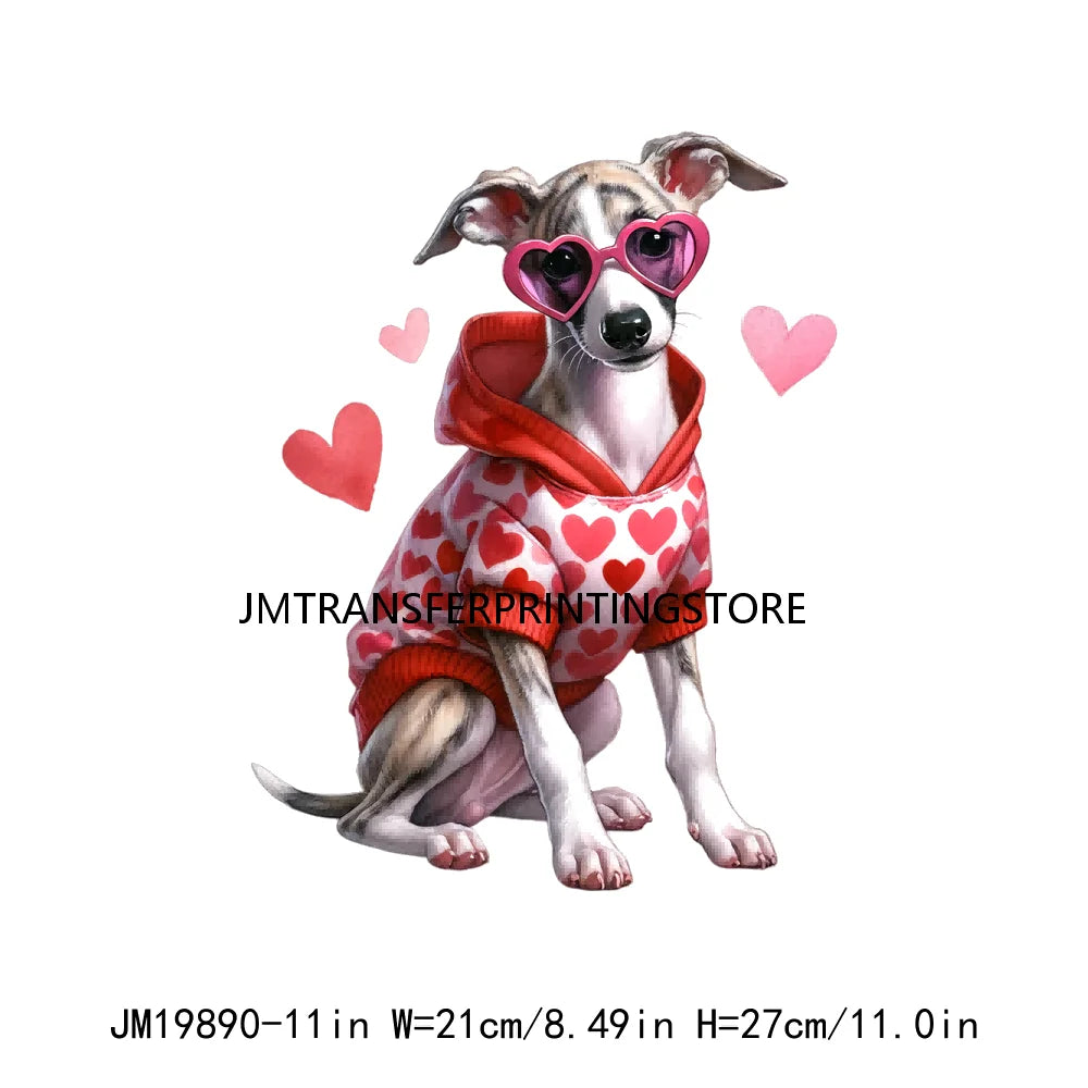 Puppy Valentine's Day Animal Love Cute Dog Heat Press Iron On DTF Heat Transfers Stickers Ready To Press For Shirts