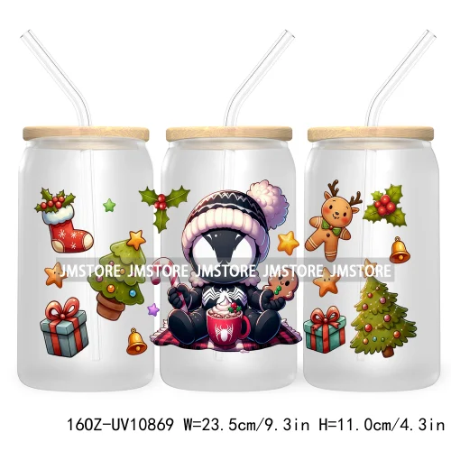 Cute Baby Horror Characters Christmas Season 16OZ UV DTF Cup Wrap Transfer Stickers Durable Waterproof Logo For Libbey Glass Can