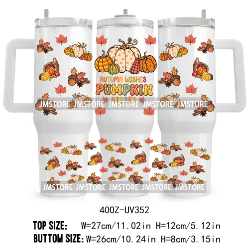 Leopard Pumpkin Coquette Bow UV DTF 40OZ Tumbler Wrap Ready To Apply Waterproof Custom Logo Fall Autumn Vibes Transfer Stickers