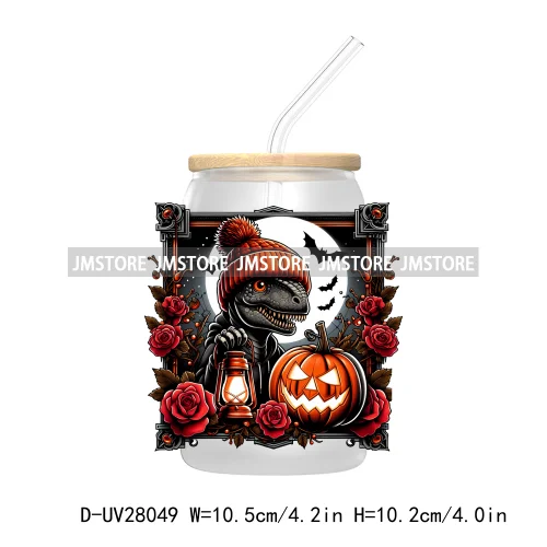 Cartoon Halloween Highland Cow UV DTF Transfer Stickers Decals For Libbey Cold Cups Mug Tumbler High Quality Labels Spooky Skull