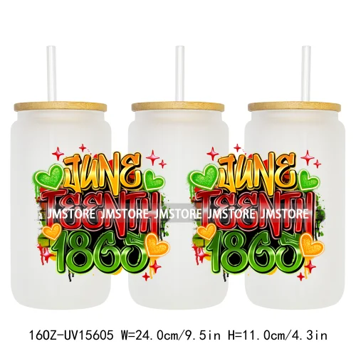 Juneteenth Vibes Sneaker And Heel Afro Woman 16OZ UV DTF Cup Wraps Ready To Apply Transfer Stickers For Libbey Glass Can Tumbler