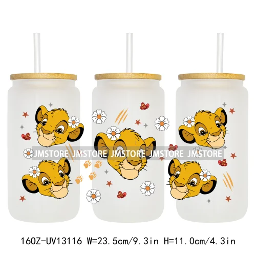 Cartoon Lion Magic King UV DTF Wraps Transfer Sticker Selfadhesive Waterproof High Quality For 16OZ Libbey Glass Can Tumbler