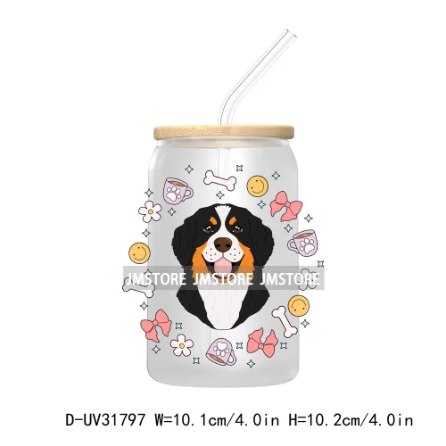 Coquette Bow Pet Lover Dog Bone Flowers UV DTF Transfer Stickers Decals For Libbey Cold Cup Mugs Tumbler Waterproof Custom Craft