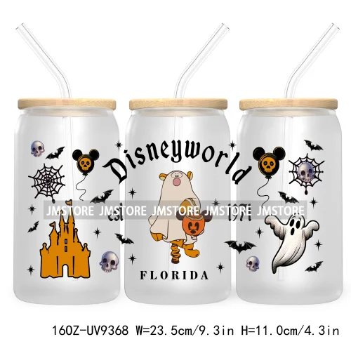 Halloween Mouse And Friends UV DTF Sticker For 16OZ Libbey Glass Cup Can Wrap Transfer Stickers Custom Labels Logo Spooky Vibes