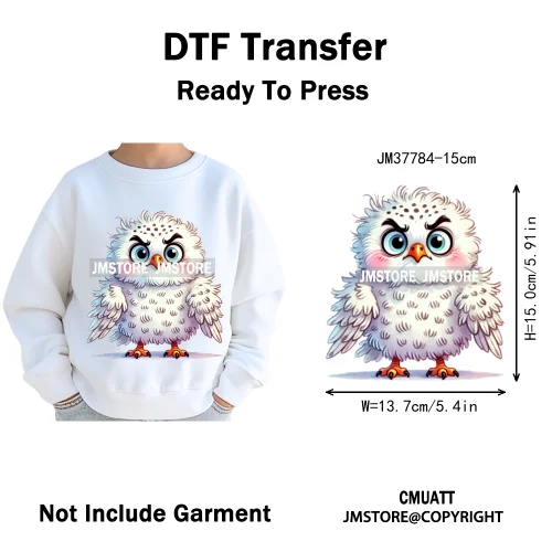 15cm 5.9in Kids Cute Nursery Thermal Printed Bird Fly Animal Washable Iron on DTF Transfers Stickers Ready to Press for Textile