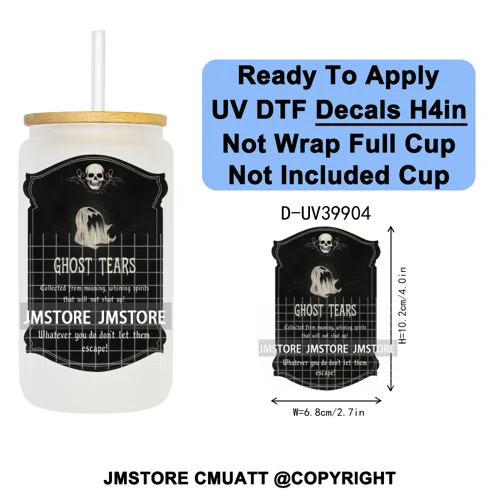 Spooky Halloween Witch Brew Bottle Label Set UV DTF Transfer Stickers Decals Ready To Apply Waterproof For 16OZ Libbey Glass Can