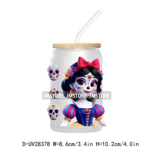 Mexican Little Princess UV DTF Transfer Stickers Decals For Libbey Cold Cups Mugs Tumbler Waterproof Craft Day of the Dead Girls