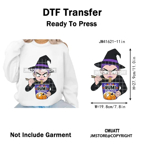 Happy Hunting Halloween Kpop Pumpkin Witch Boys Girl Dinner Iron on DTF Washable Transfers Stickers Ready to Press for T-shirts