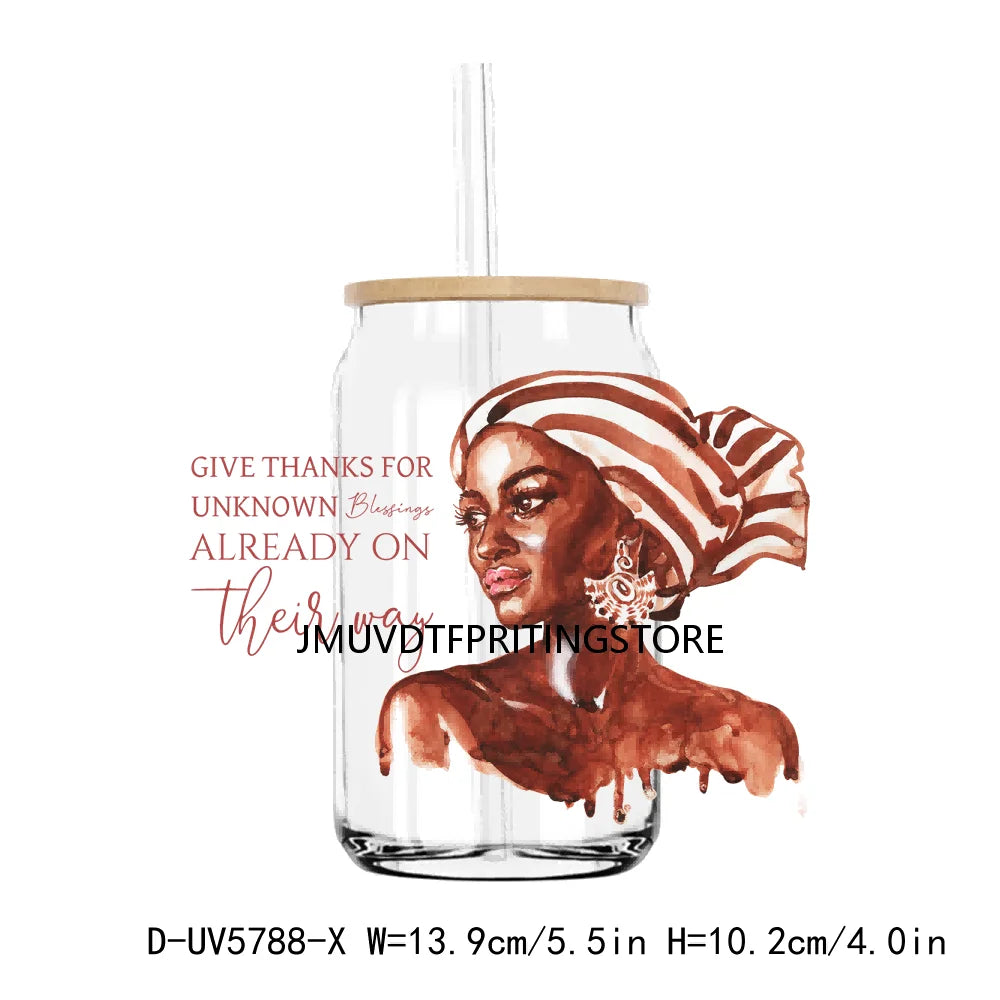 Hustle African American Women Man UV DTF Transfer Stickers Decal For Libbey Cold Cups Mug Tumbler Waterproof DIY Logo Black Lady