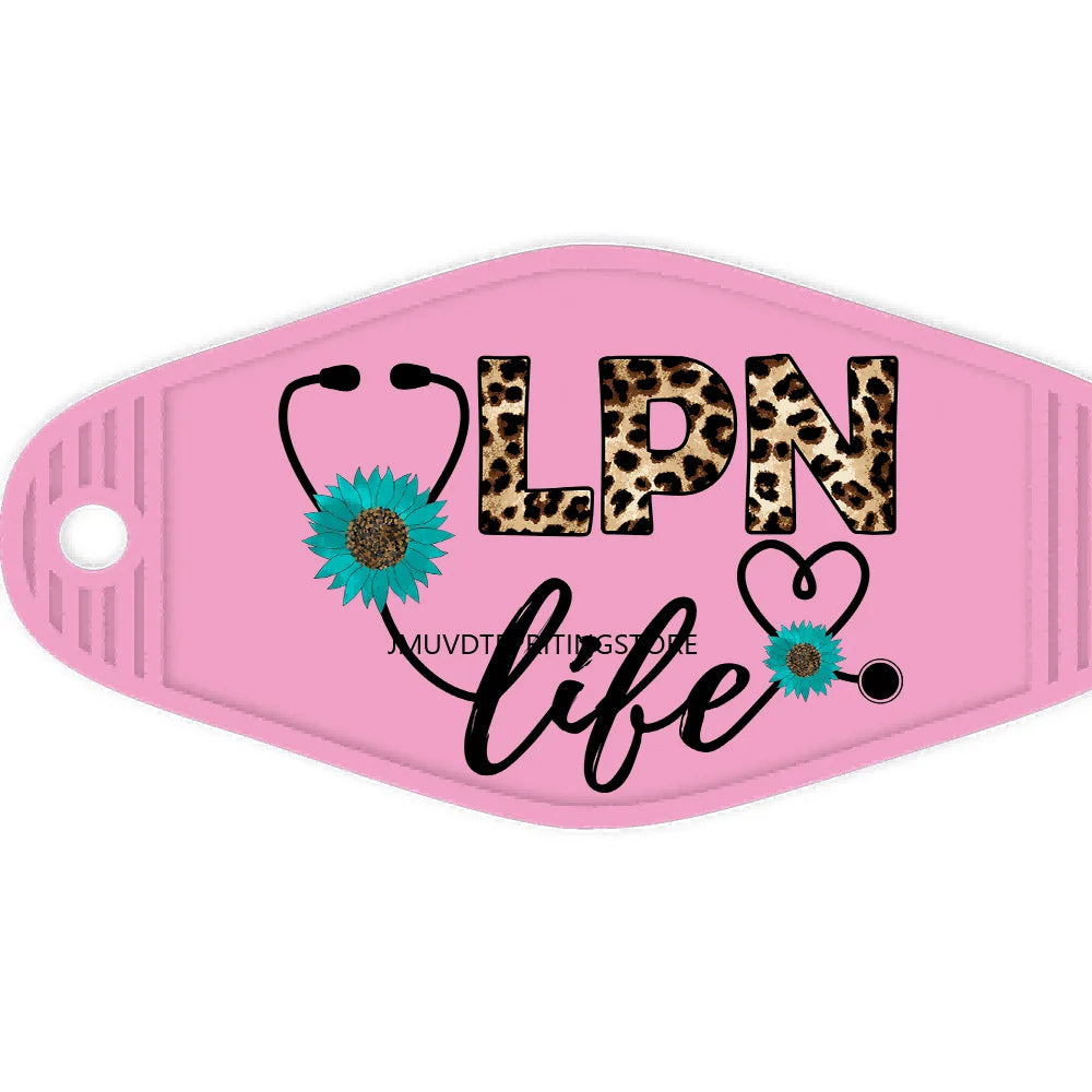 Leopard CNA Nurse Life High Quality WaterProof UV DTF Stickers For Motel Hotel Keychain Scrubs Coffee And Messy Buns