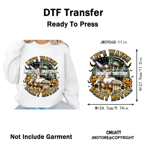 Ghoul Mum Witchy Halloween Horror Killer Movie Character Iron on DTF Washable Transfer Stickers Ready to Press for T-shirts Bags