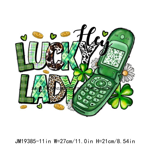 Cheers Lucky Beer Crush Shamrocks Dog Mom Dental Squad Howdy Lucky Irish Day St Patrick's DTF Transfer Stickers Decals For Shirt