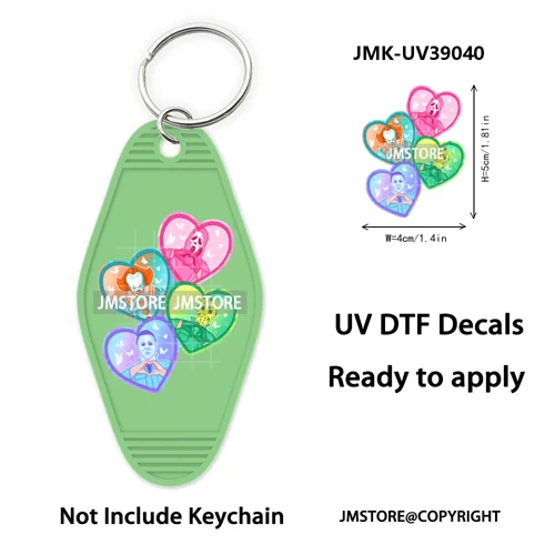 Halloween Horror Killer Energy Drink UV DTF Motel Keychain Decal Ready To Ship Durable Transfer Stickers Logo For Hotel Keychain