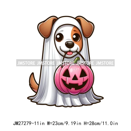 Here For The Boos Book Lover Reading Bougie Cat Dog Ghost Halloween Pumpkin DTF Decals Iron On Transfers Stickers For T-shirts