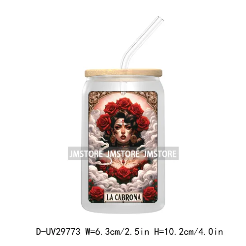 San Judas Tadeo Roses Praying Hands Mexican Woman UV Sticker Decals For Libbey Cold Cup Mug Tumbler Transfer Stickers Waterproof