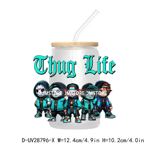 Thug Life Horror Movie Scary Halloween UV DTF Transfer Stickers Decals For Libbey Cold Cups Mugs Tumbler Coquette Bow Friends