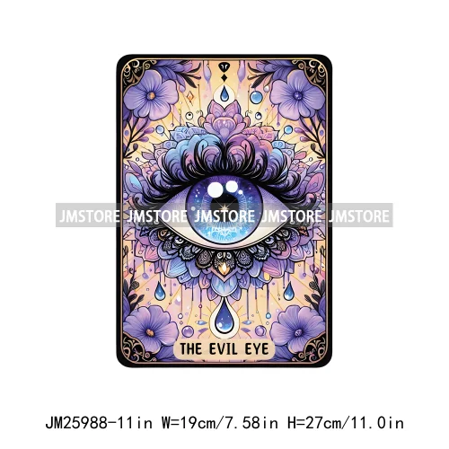 3d Evil Eye Tarot Cards Latina Mexican Culture Floral Thermal Decals DTF Iron On Transfers Stickers Ready To Press For Clothes